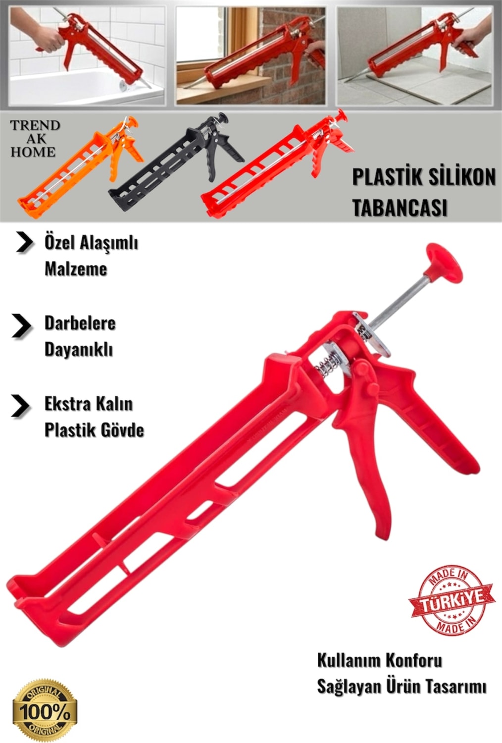Plastik Silikon Tabancası Ekstra Kalın Plastik Gövde