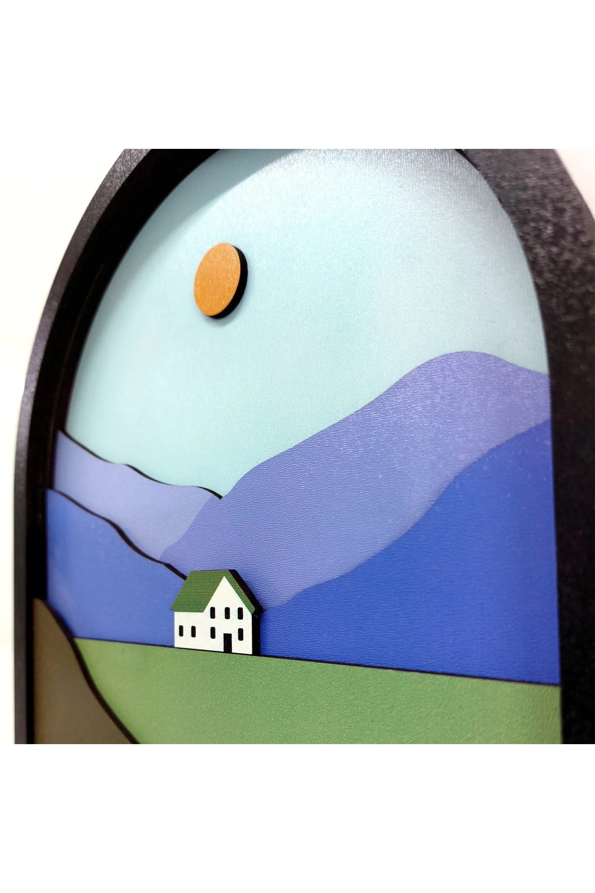 Ahşap Renkli Dağ Ova Ev 3d Kabartma Hol Askı Anahtarlık