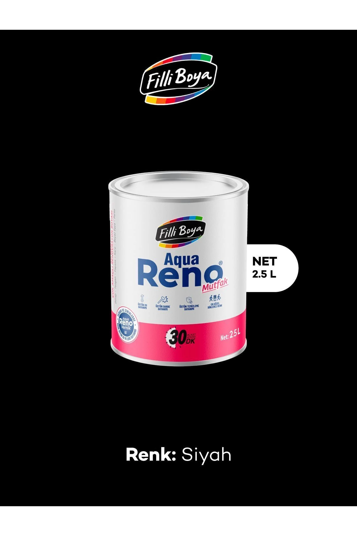 Filli Aqua Reno Mutfak Siyah (0,75L - 2,5L) Siyah