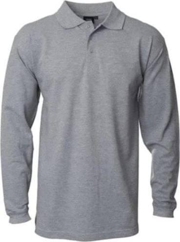 Polo Yaka Gri Uzun Kollo Sweatshirt