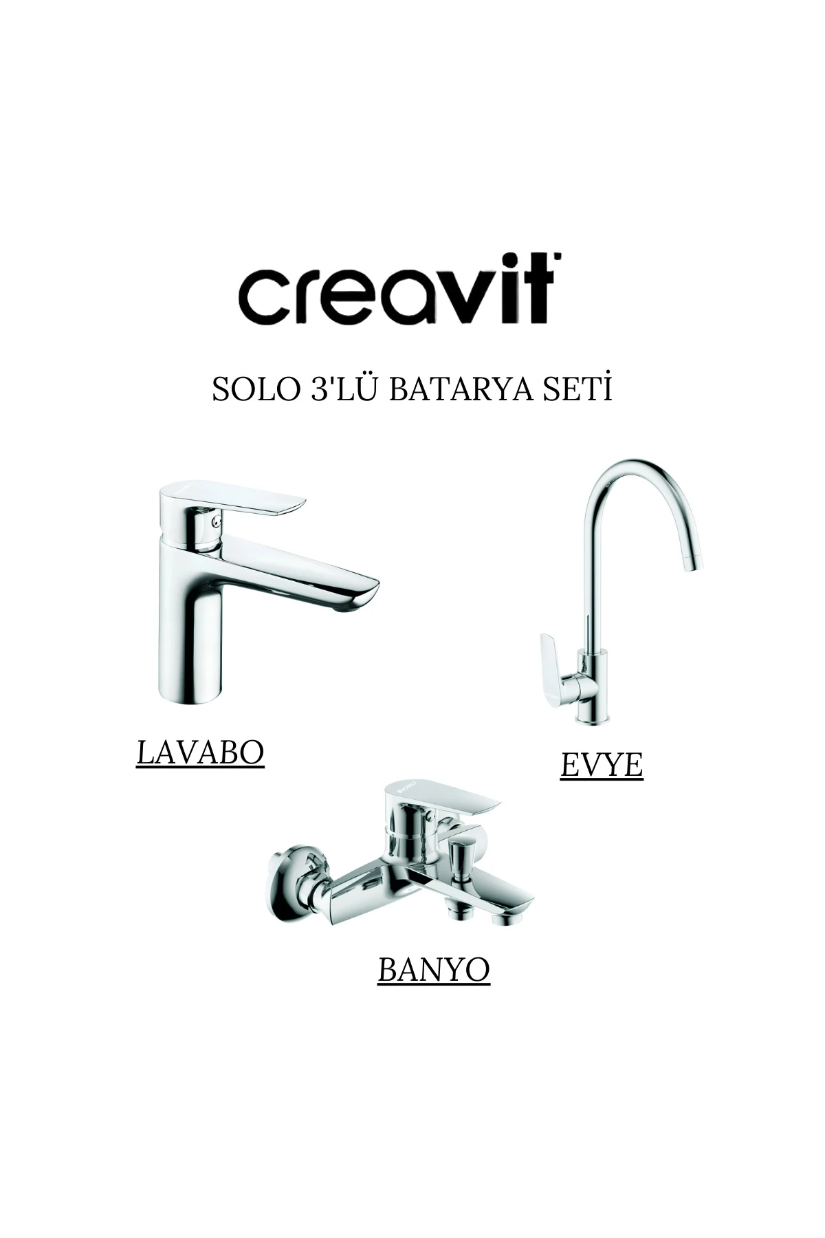Solo Batarya Seti 3'Lü Lavabo-Evye-Banyo