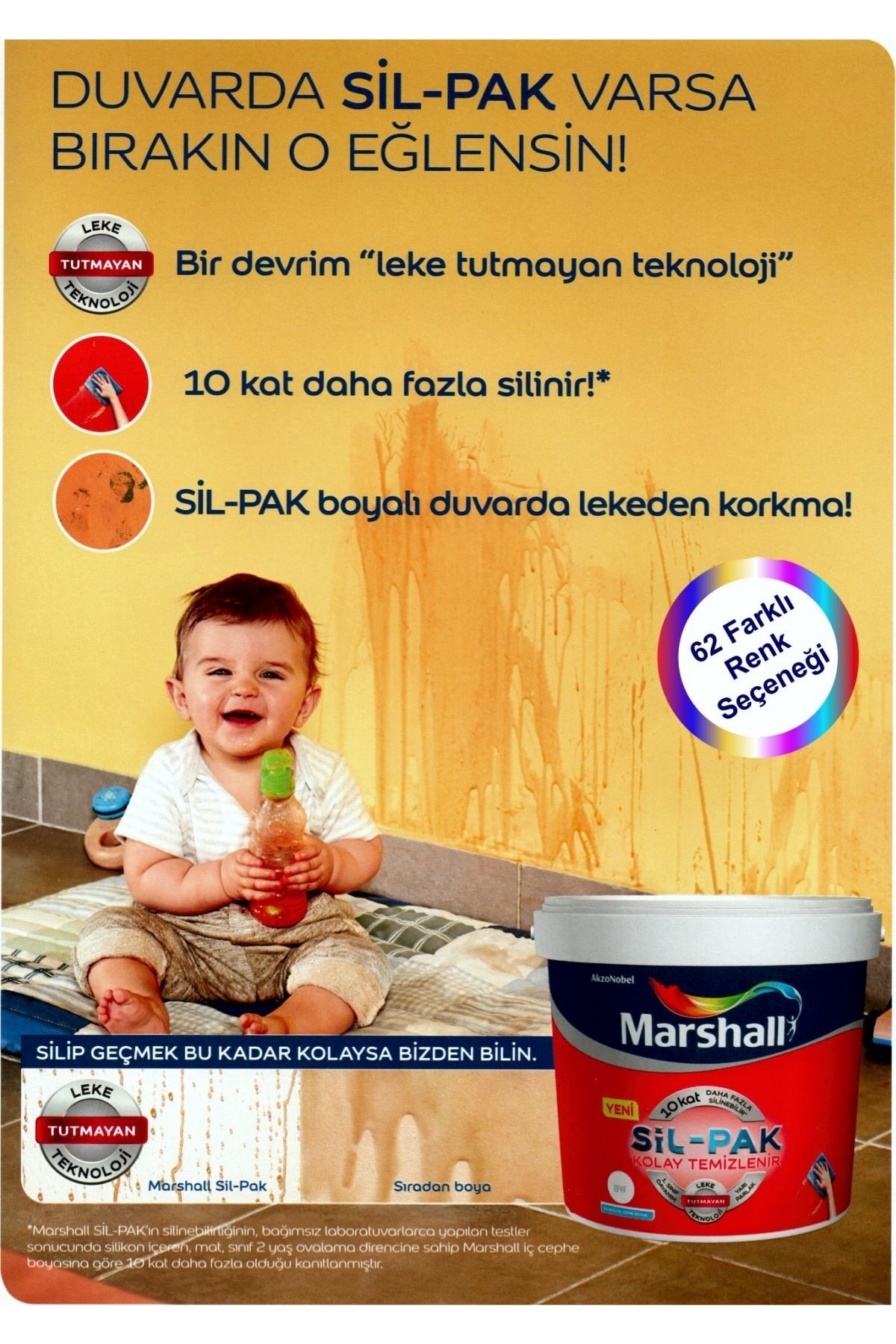 MARSHALL Sil-pak Iç Cephe Duvar Boyası Leke Tutmayan 10 Kat Daha Fazla Silinebilir Boya - Yasemin Büyüsü
