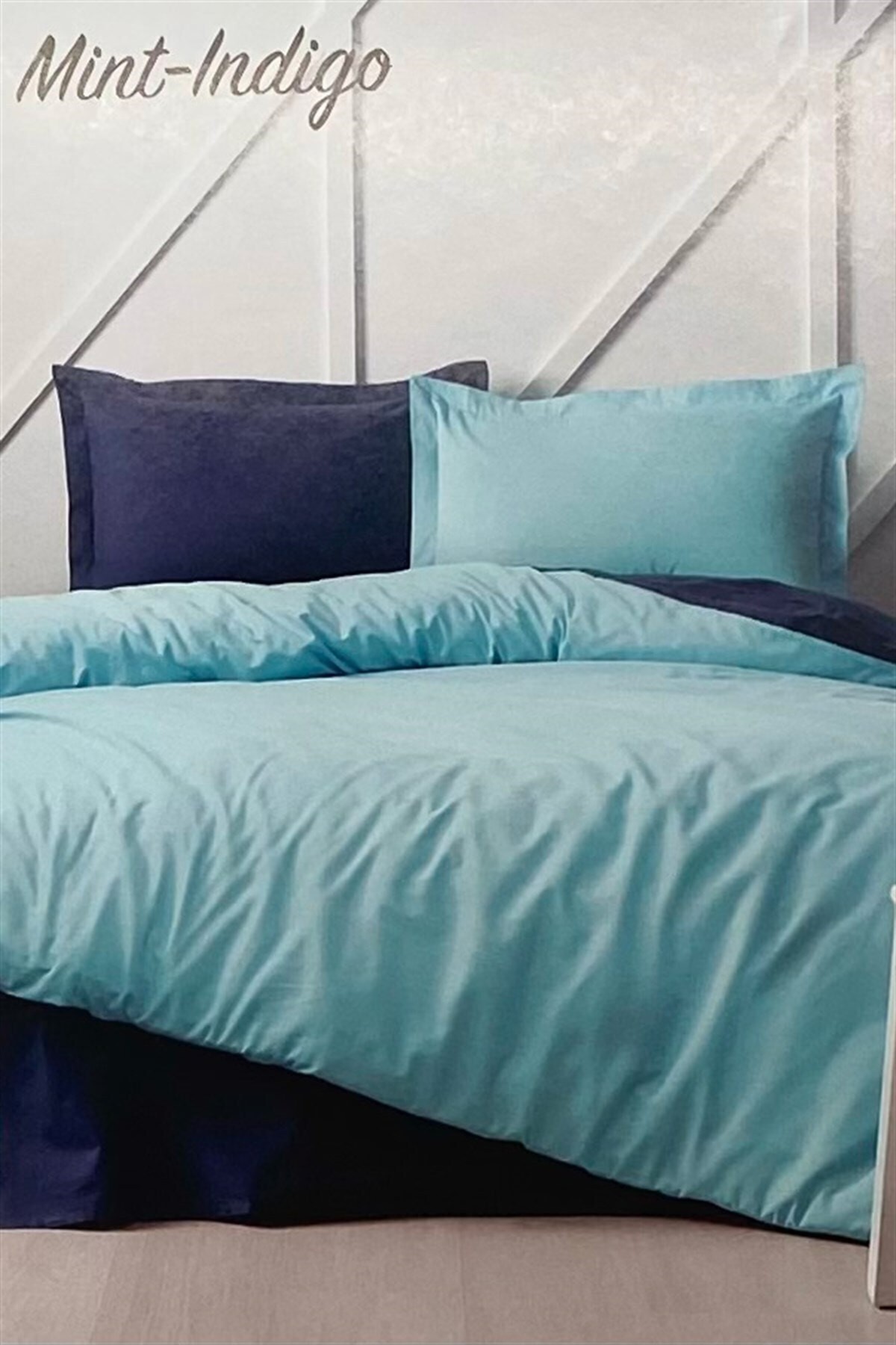 Colormix Nevresim Takımı Çift Kişilik Mint-indigo
