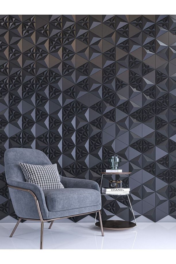 Nava 3 Boyutlu Dekoratif Duvar Paneli (-SİYAH-) (1M2)