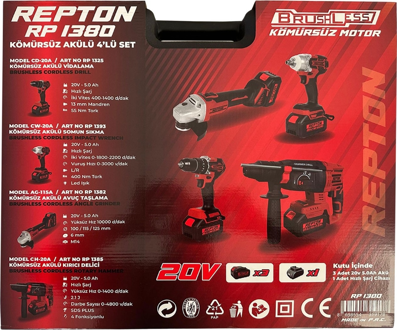 RP-1380 Kömürsüz Akülü 4'lü Set