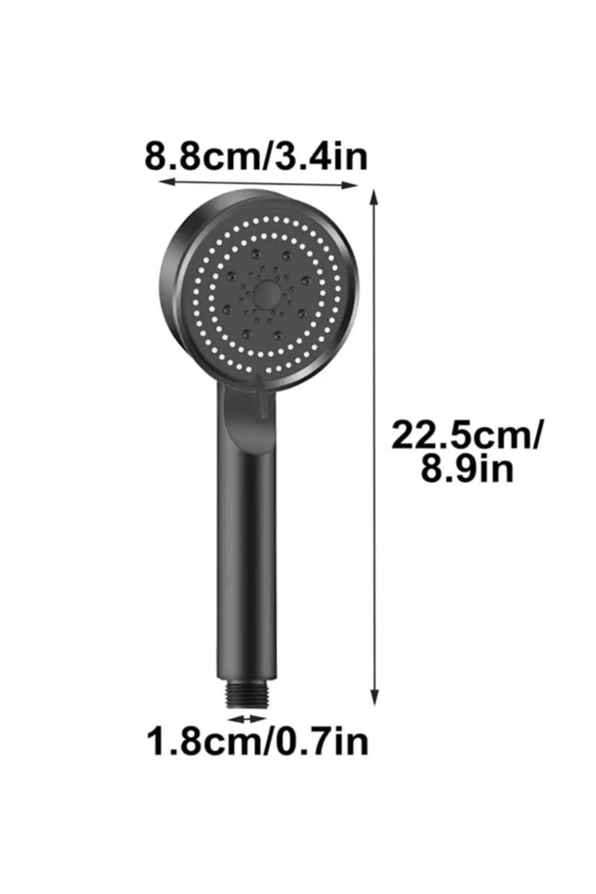 5 Fonksiyonlu Siyah Duş Başlığı Seti – PVC Hortumlu Yüksek Basınçlı Su Tasarruflu