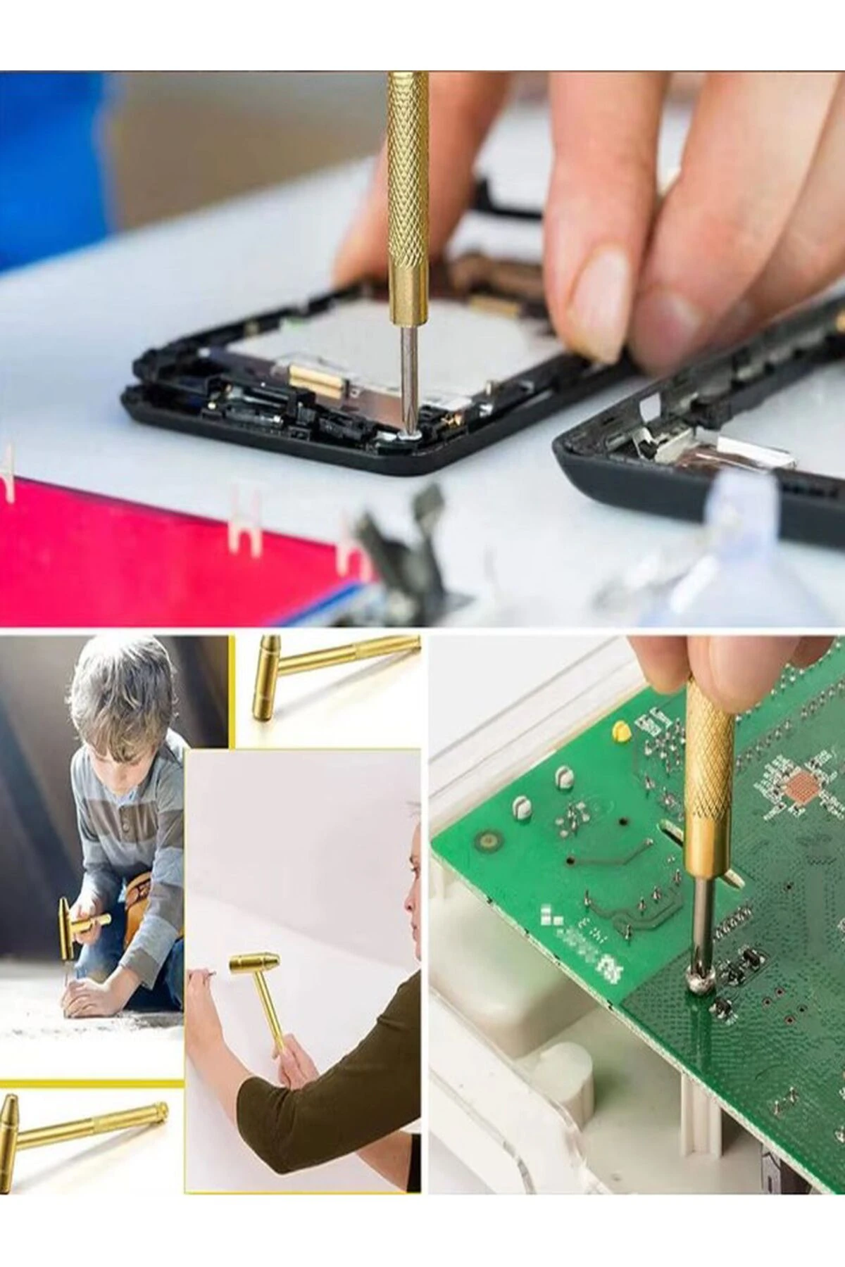 5in1 Çok İşlevli Mini Çekiç Tornavida Ev Onarım Araçları seti