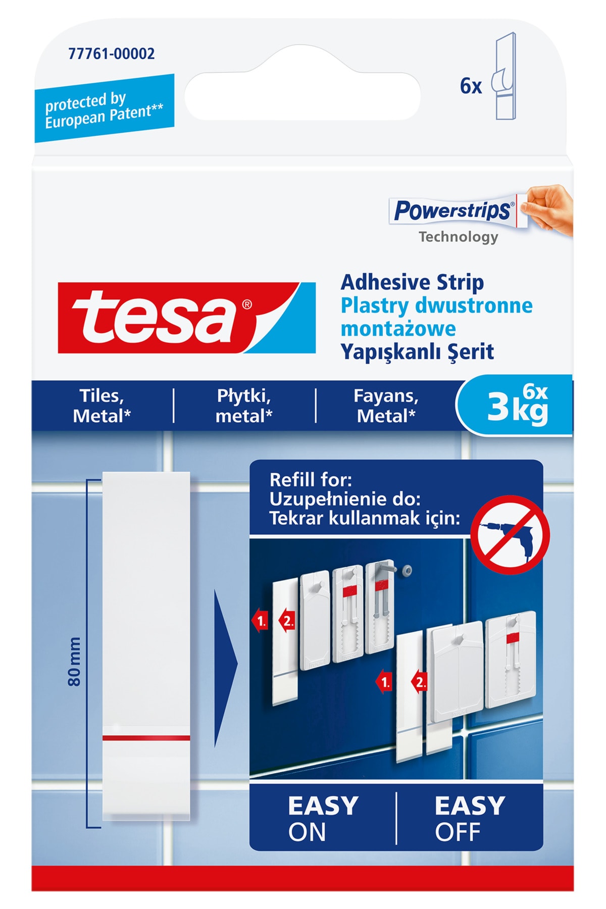 Yapışkan Şerit Yedek Bantlar, Iz Bırakmadan Sökülebilir, Fayans Ve Metal Yüzeyler Için, 3kg X 6 Adet