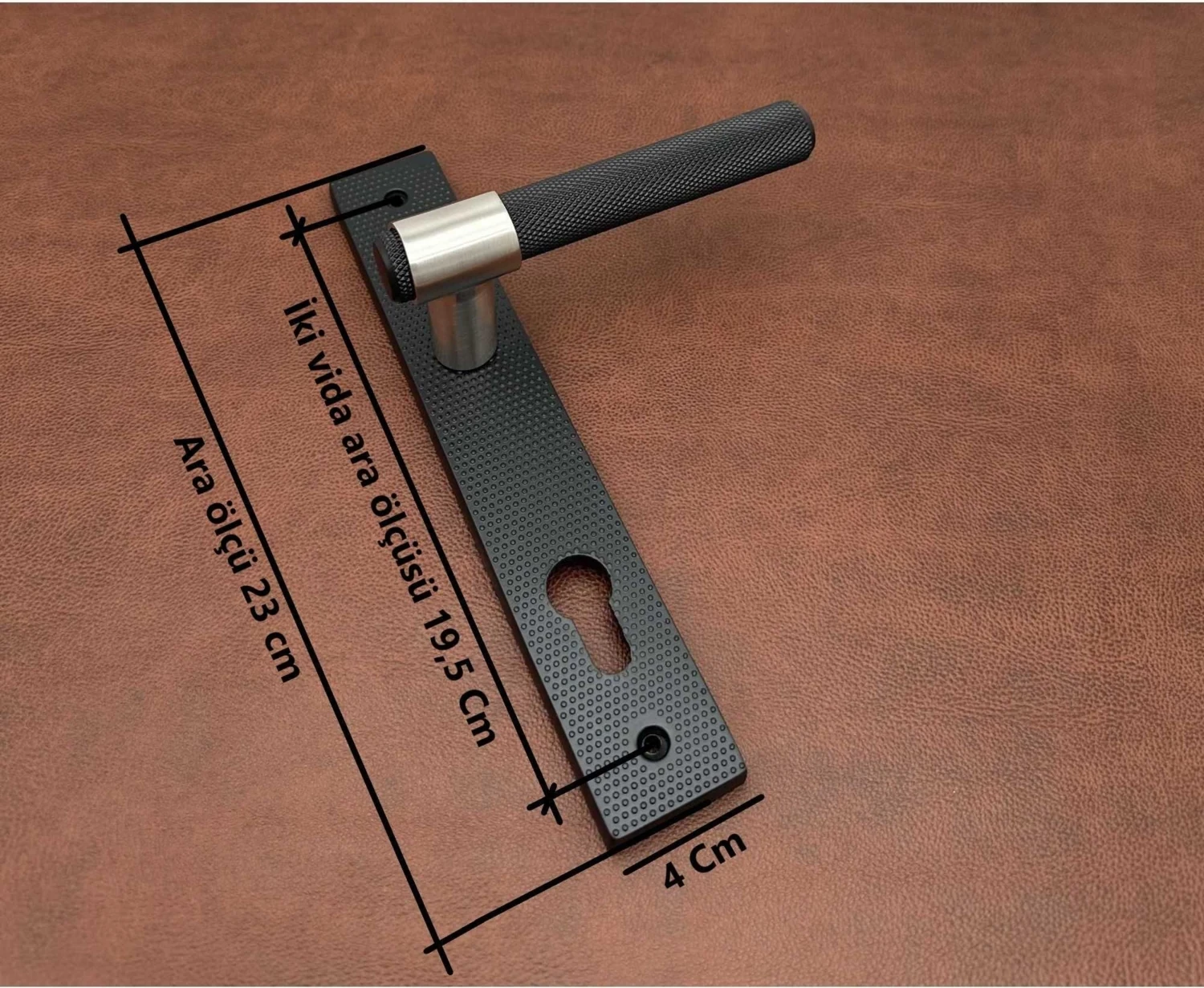 Punch Mat Siyah Inox Lüx Aynalı Yale Çelik Kapı Kolu Sağ Basar Tek Yön