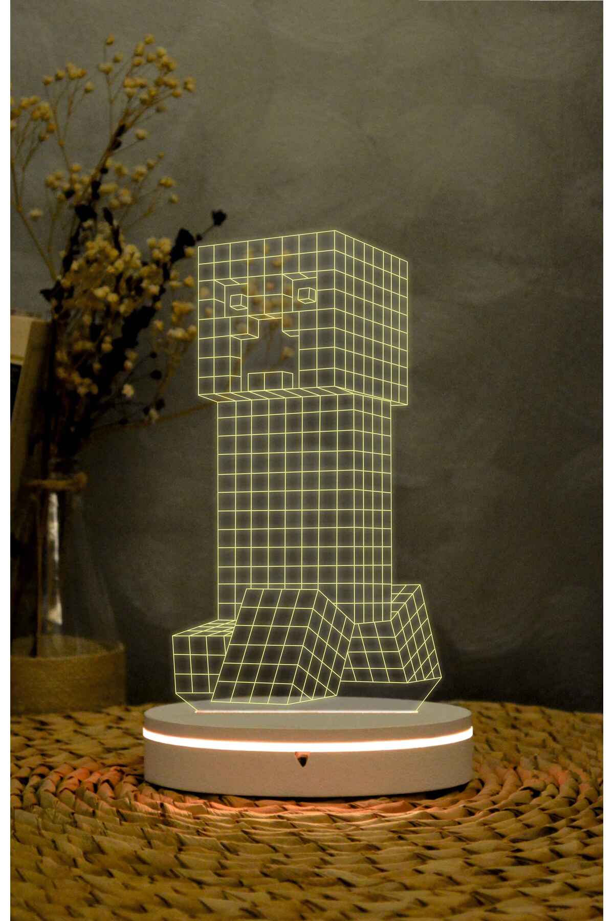 Creeper , Minecraft - 3 boyutlu led lamba 16 renk dekoratif anime gece lambası 3D