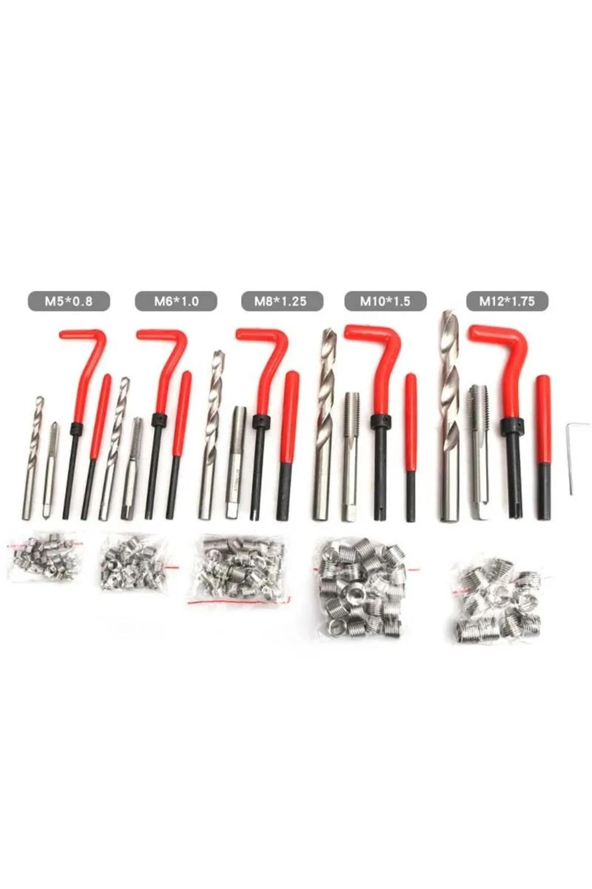 131 Parça Diş Açma Helicoil Vida Tamir Onarım Seti M5-m12 Profesyonel 1. Kalite