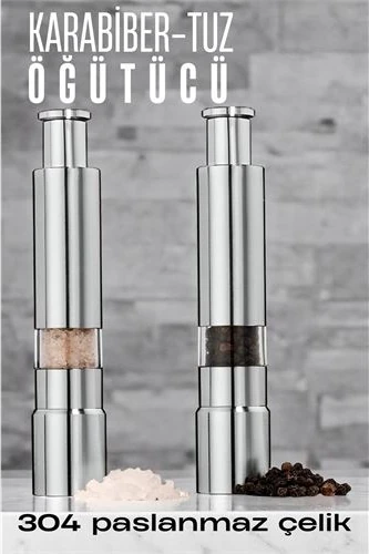 2'li Karabiber Tuz Öğütücü Profesyonel 304 Paslanmaz Çelik Manuel Baharat Değirmeni