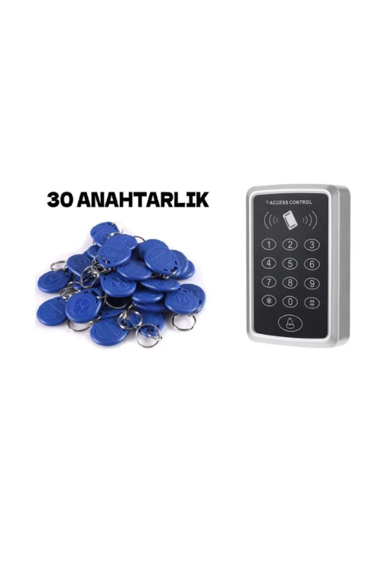 Şifreli Ve Kartlı Geçiş Sistemi-Rfıd Şifreli Kapı Kilidi-Kartlı Geçiş -30 Adet Proximity Anahtarlık