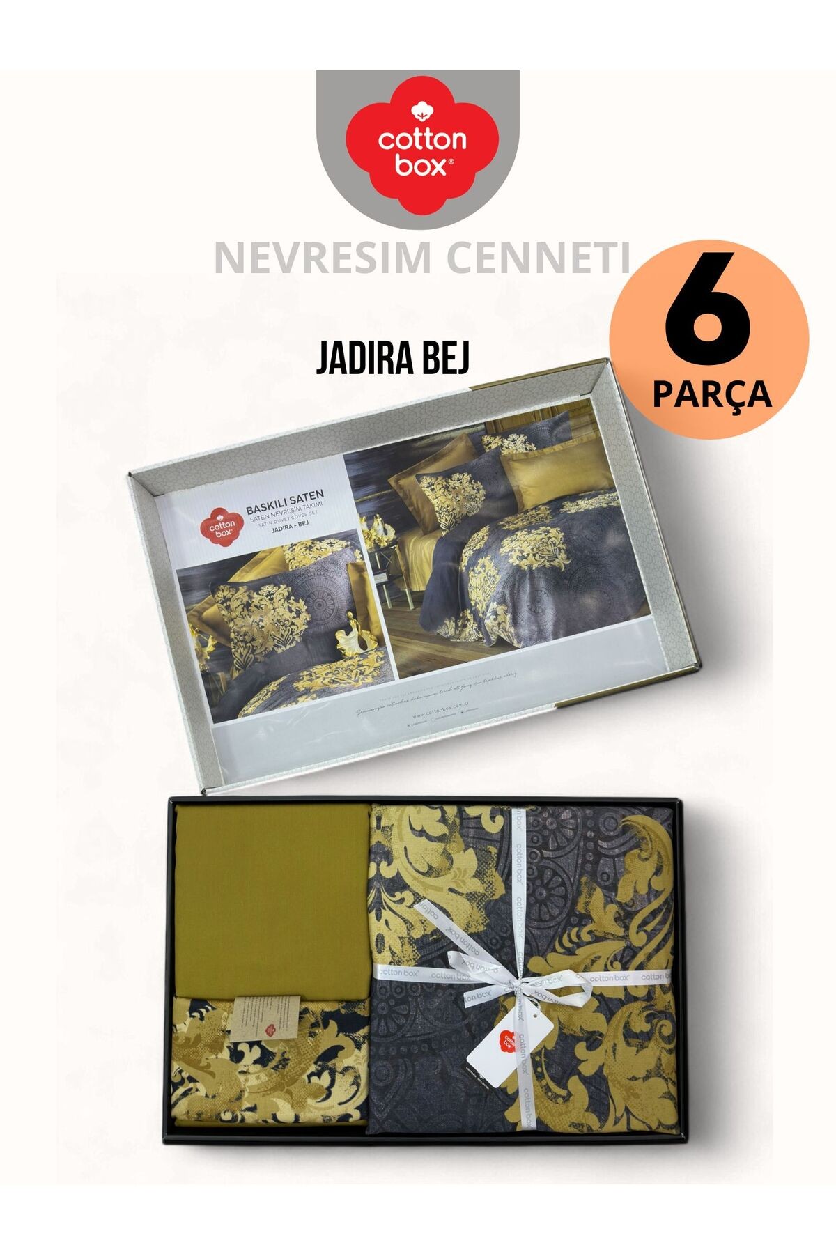Jadira bej Çift Kişilik Pamuk Saten Nevresim Takımı