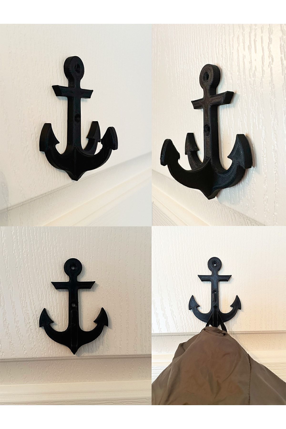 Çapa Model Elbise Vestiyer Duvar Askısı, Duvar Dolap Kapı Askılığı, Sert Plastik