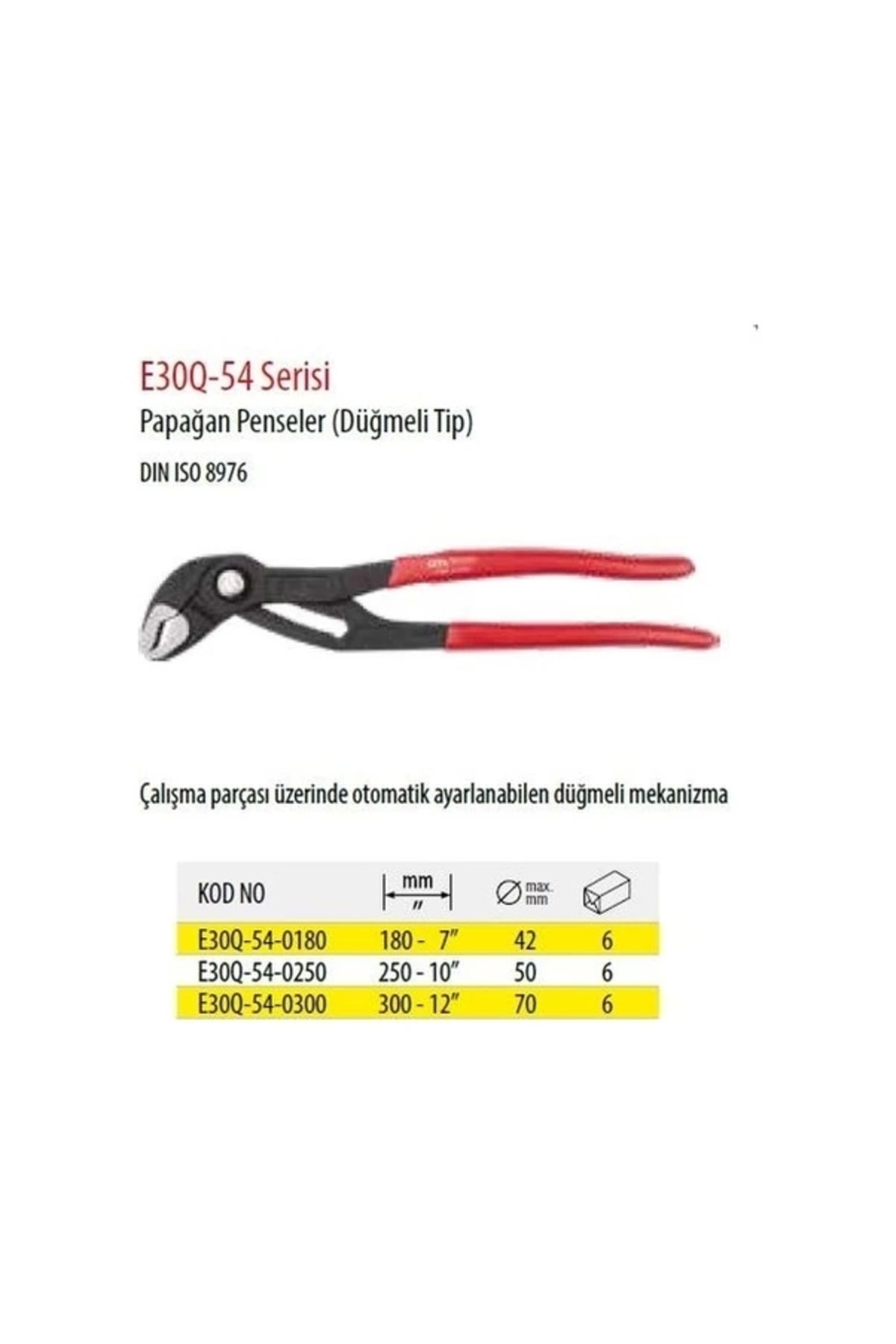 E30Q-54-0180 Papağan Pense Düğmeli -180MM / 7
