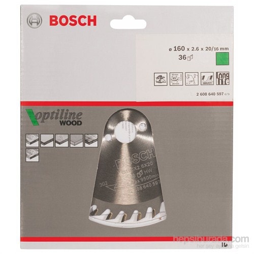 BOSCH - Optiline Serisi Ahşap İçin Daire Testere Bıçağı - 160 X 20/16 X 2,6 Mm, 36 Diş