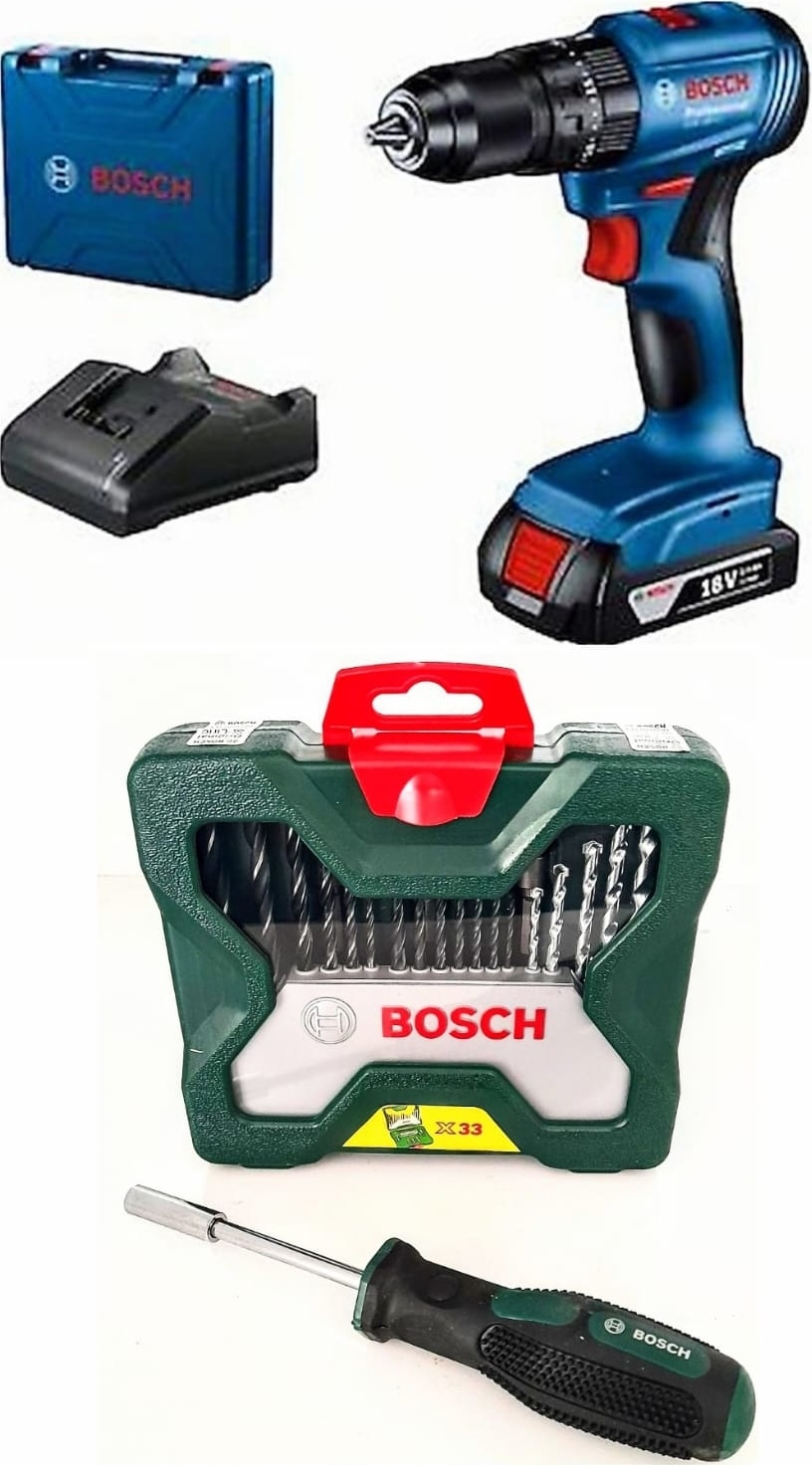 BOSCH Gsb 185 Li (Tek) Batarya ve 34 Parça Aksesuar Seti