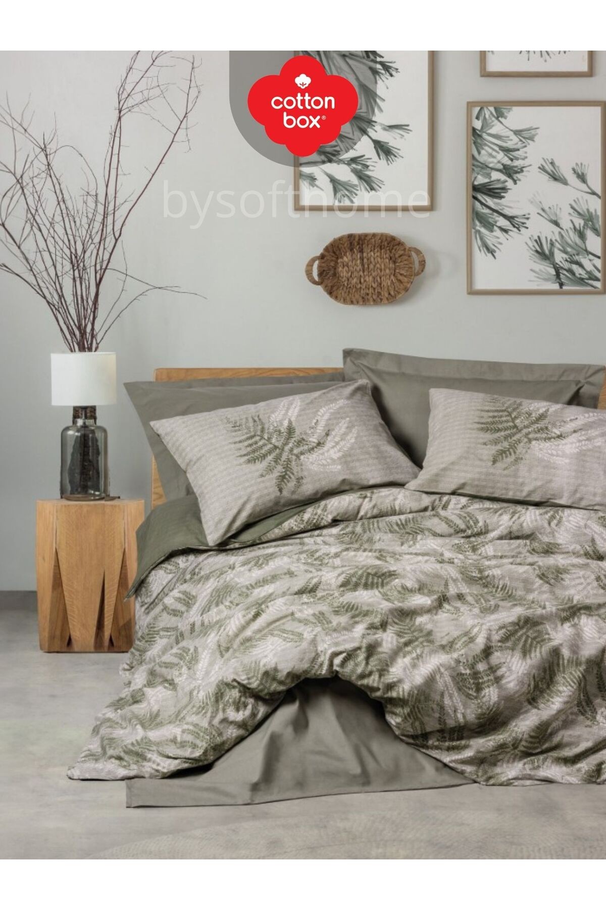 FROND HAKI DUAL SERI Ranforce Çift Kişilik Nevresim Takımı %100 Pamuk