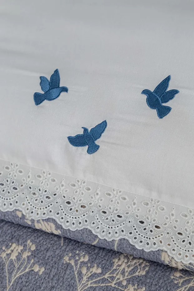 Çift Kişilik Albatros İndigo Timeless Yatak Örtüsü Prime Set
