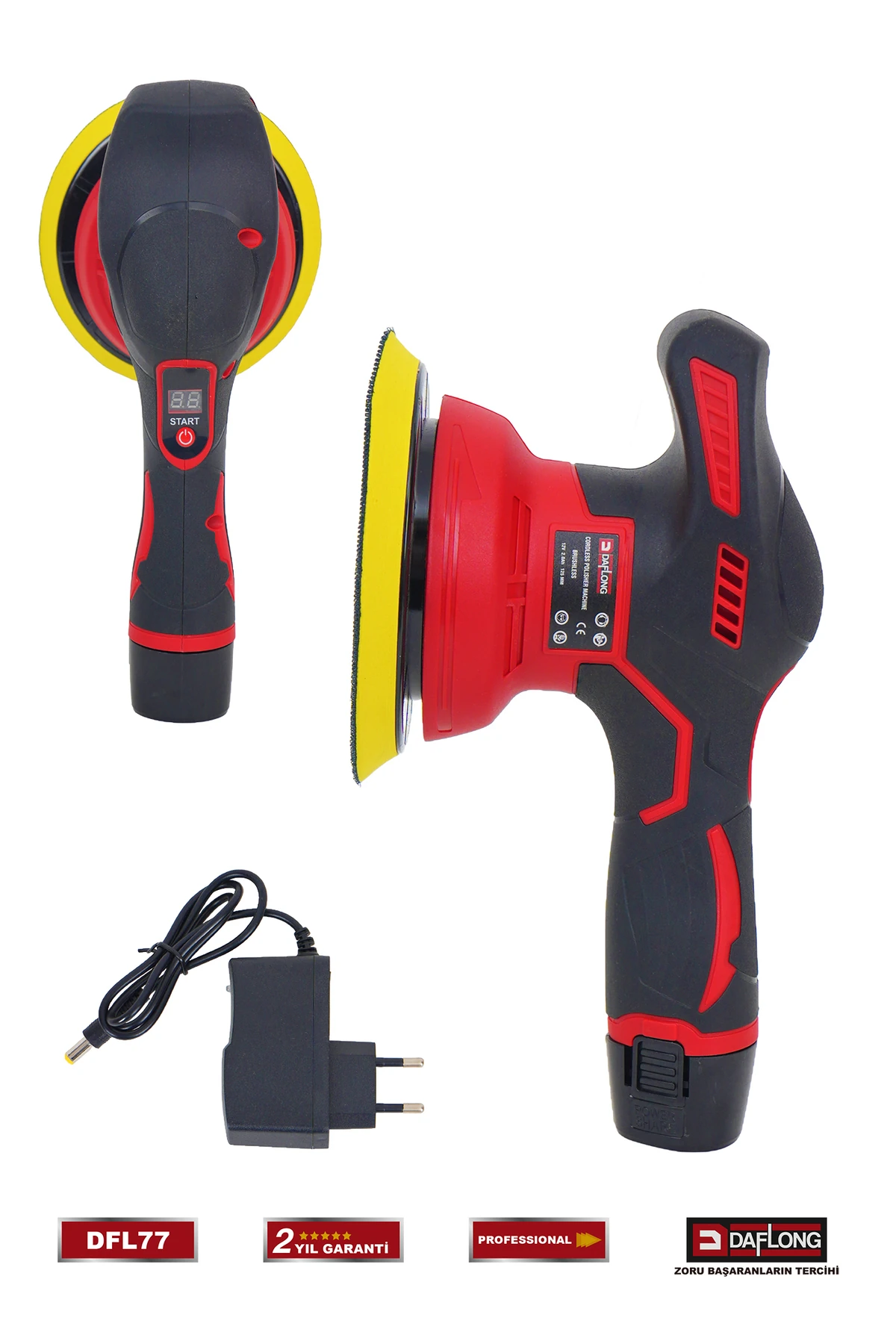 ÇİFT AKÜLÜ ORBİTAL DİJİTAL DETAYLI PASTA CİLA POLİSAJ MAKİNASI DFL77