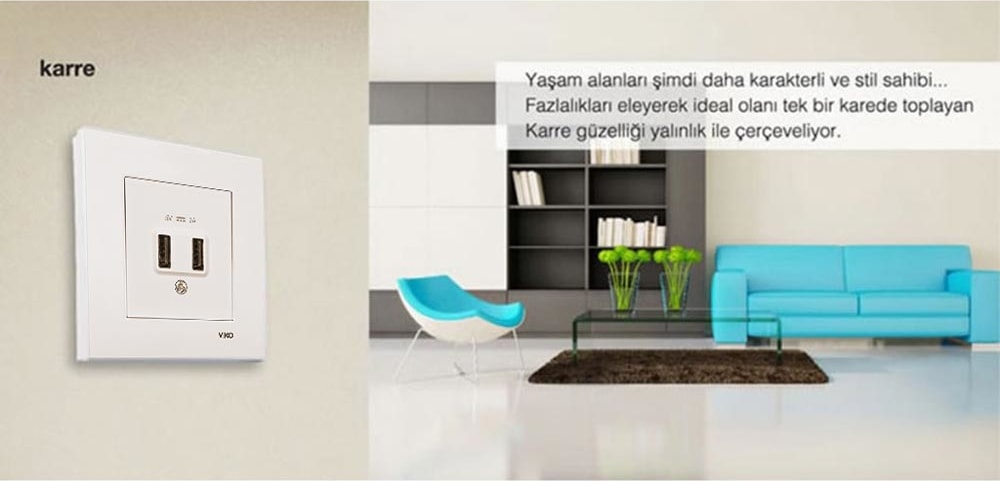 Karre-Krem USB Şarj Prizi 5V-2A