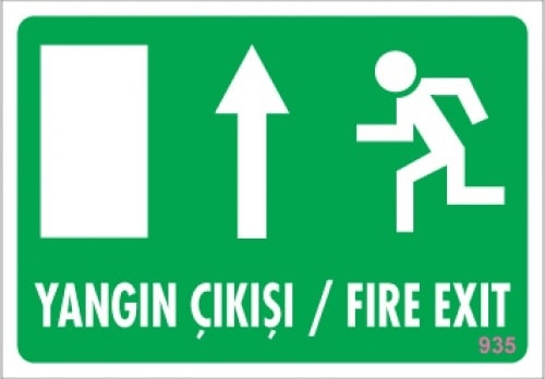 Uyarı Levhaları "Yangın Çıkışı - Yukarı " Pvc 17,5*25