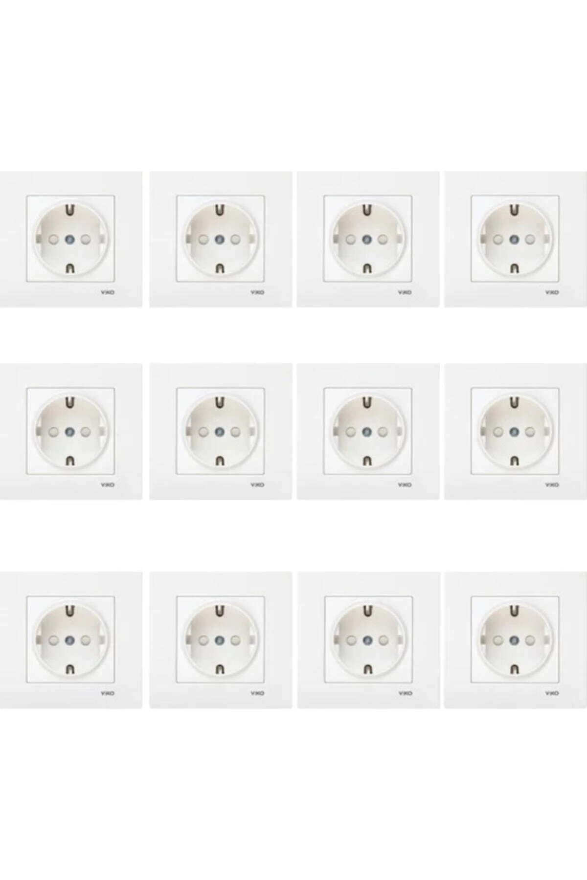 Karre Beyaz Çocuk Korumalı Topraklı Priz 12 Adet- Çerçeve Dahil