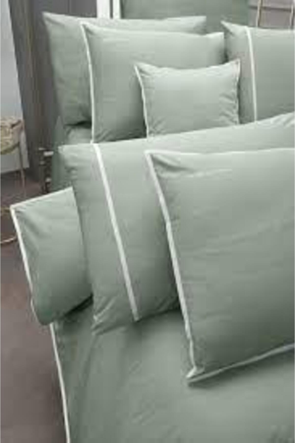 Solid Sartoria Yeşil Saten Nevresim Takımı King Size V13