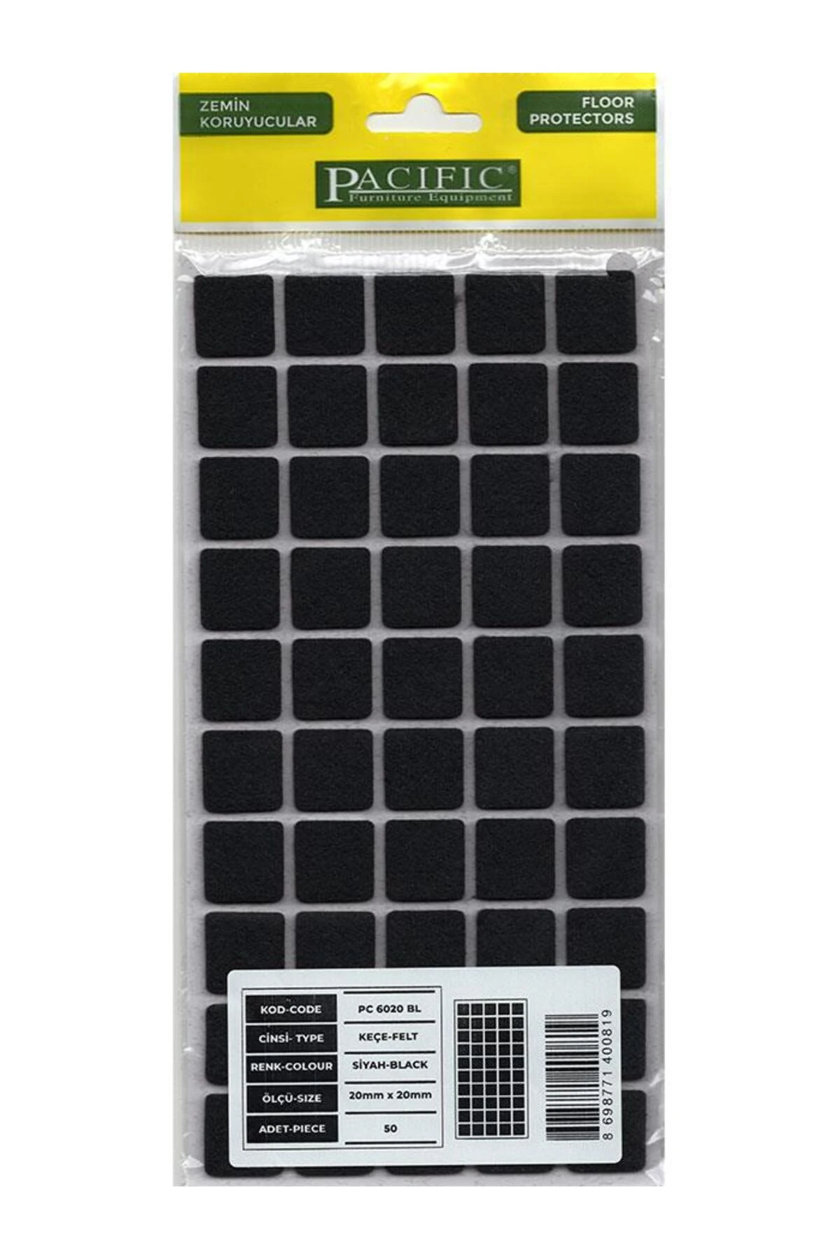 Yapışkanlı Keçe Mobilya Zemin Koruyucu Ses Önleyici Keçe- 20*20 (4 Renk Seçeneği) 50'li kece