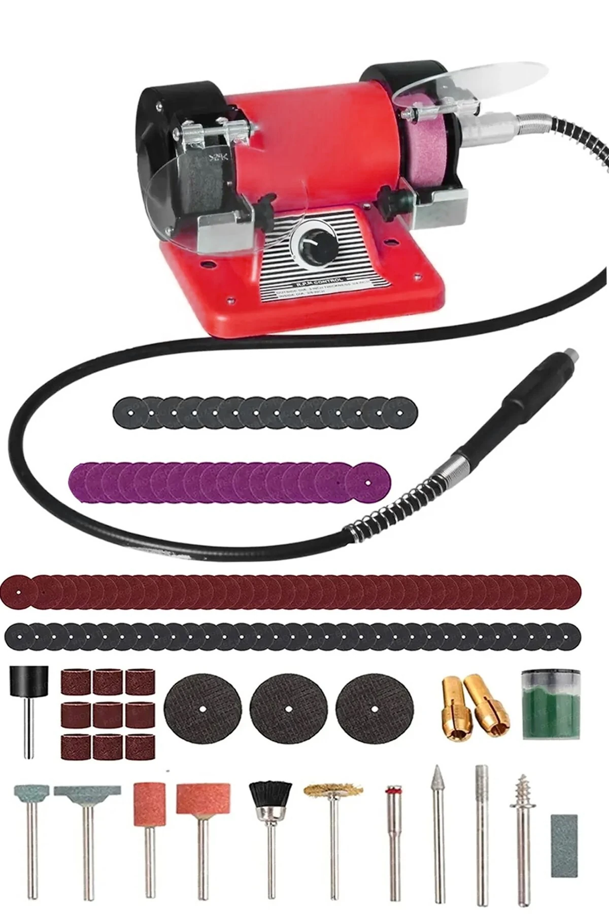 Pro Seri Mini Çok Fonksiyonlu  Zımpara Bileme Taş Motoru (105 Parça Gravür Seti Hediye)