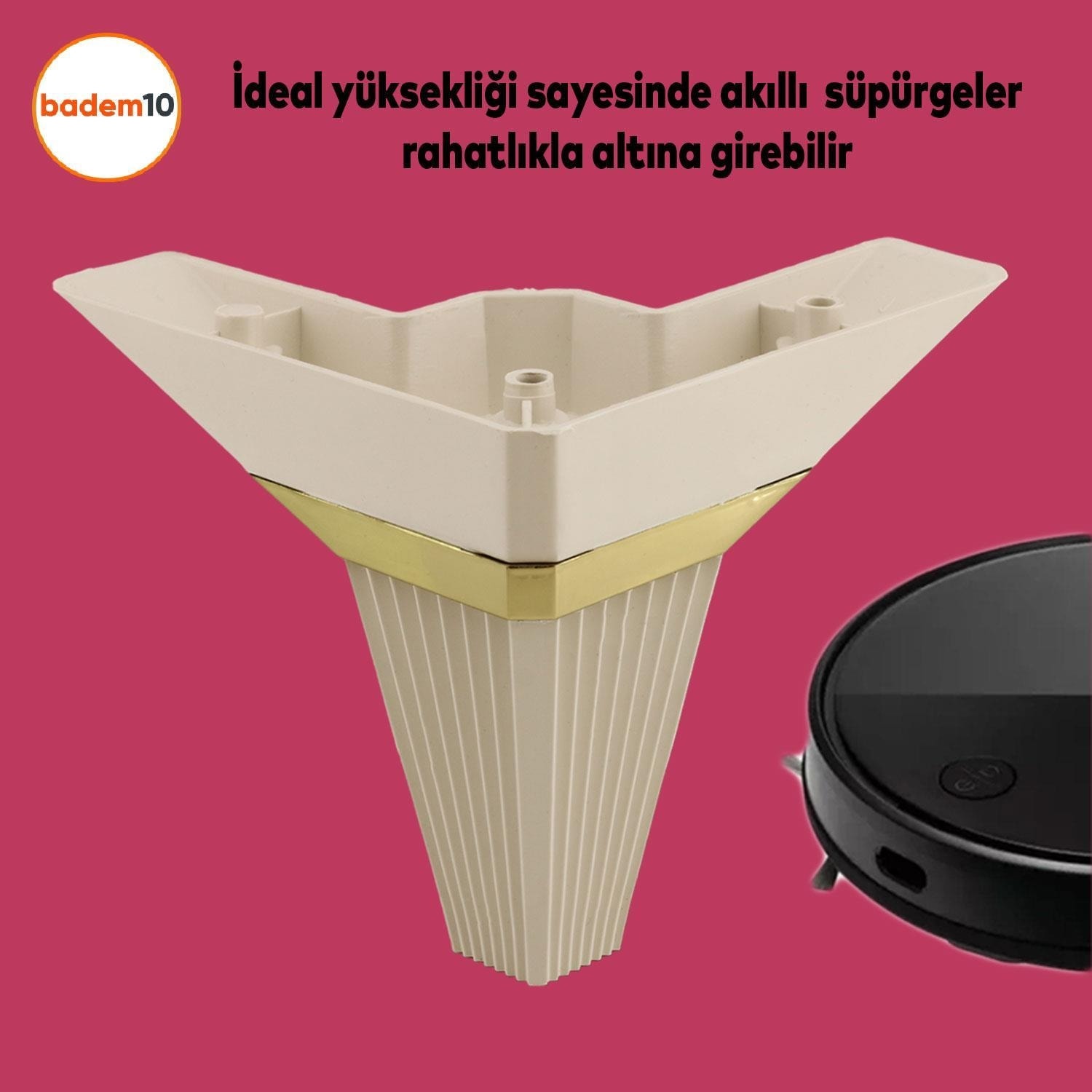 Alcazar Köşe 6'lı Set Mobilya Tv Ünitesi Çekyat Koltuk Kanepe Destek Ayağı 12 cm Krem M8 Civatalı