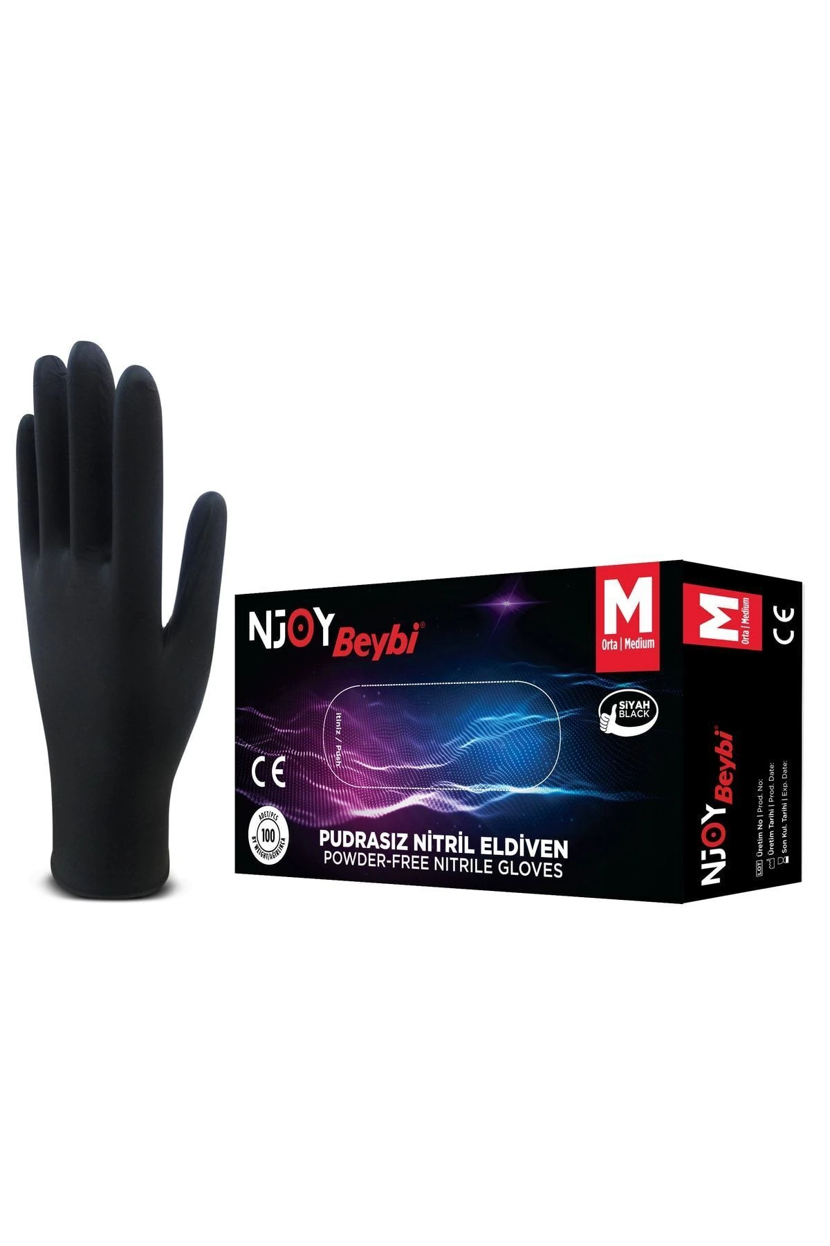Muayene Medium Pudrasız Njoy Nitril Siyah Eldiven