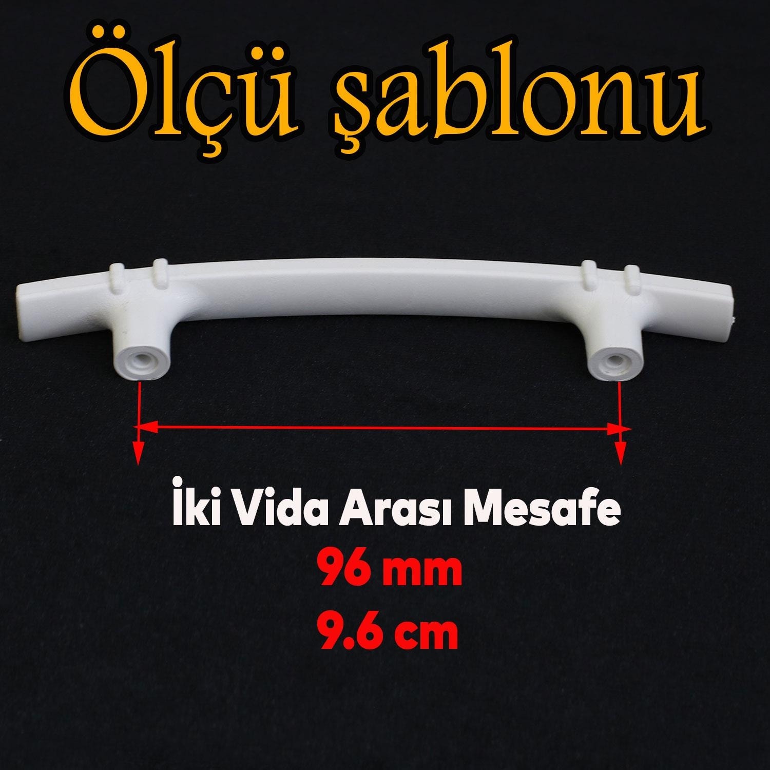 Alparslan 96 mm Kulp Sert Plastik Beyaz Çekmece Mobilya Mutfak Dolap Kulbu 10 Adet