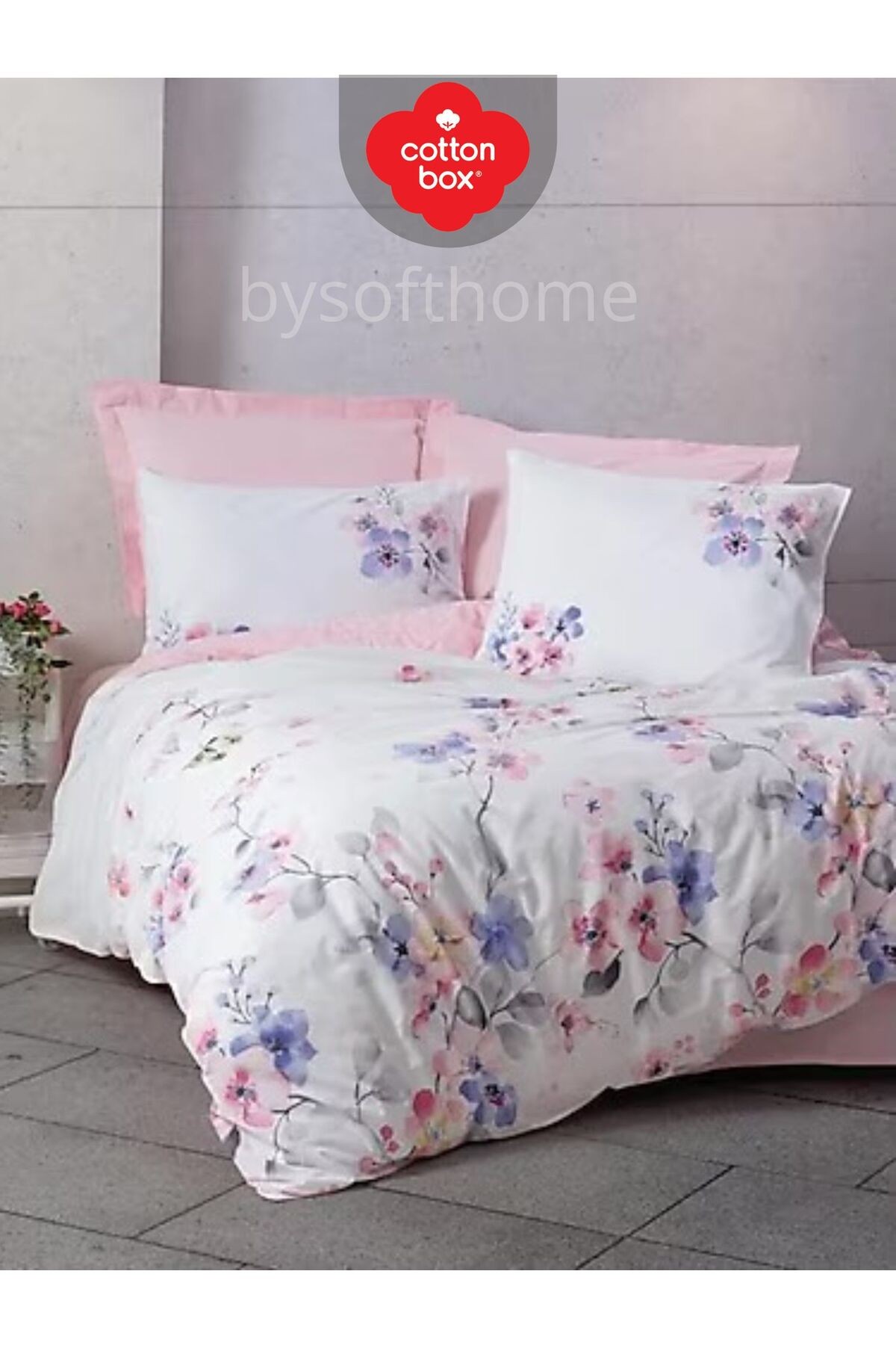 Jayda pembe Modeline Ranforce Çift Kişilik Nevresim Takımı %100 Pamuk