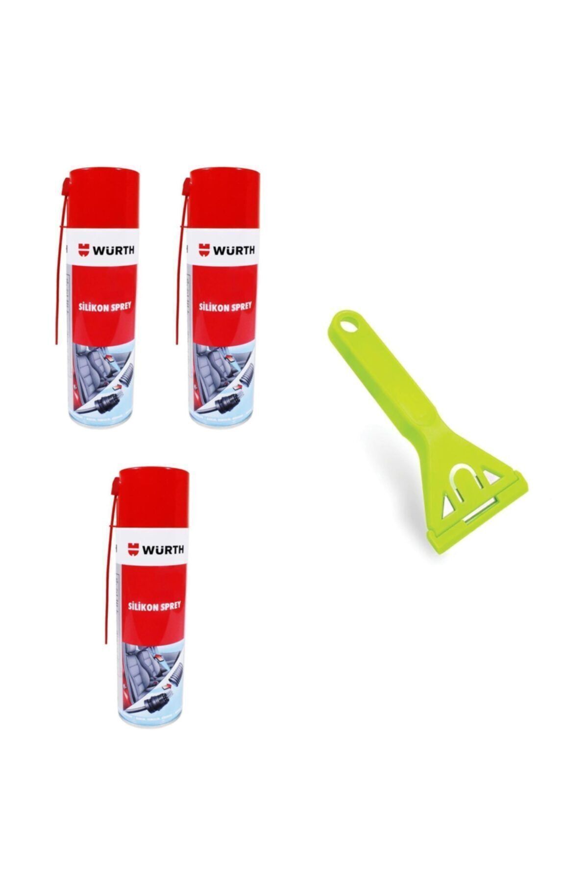 3 Adet Silikon Sprey 500 ml + Cam Kazıma Bıçağı Jiletli 15 cm