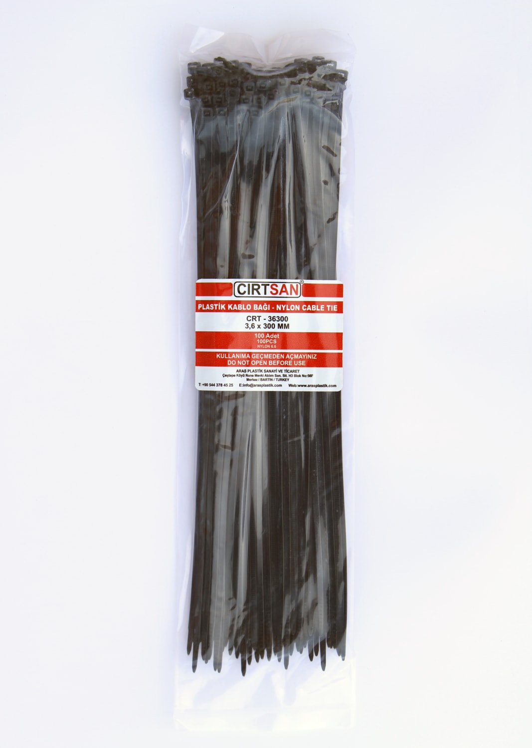 100'lü 3,6X300 mm Siyah 30 Cm Kablo Bağı Cırt Kelepçe