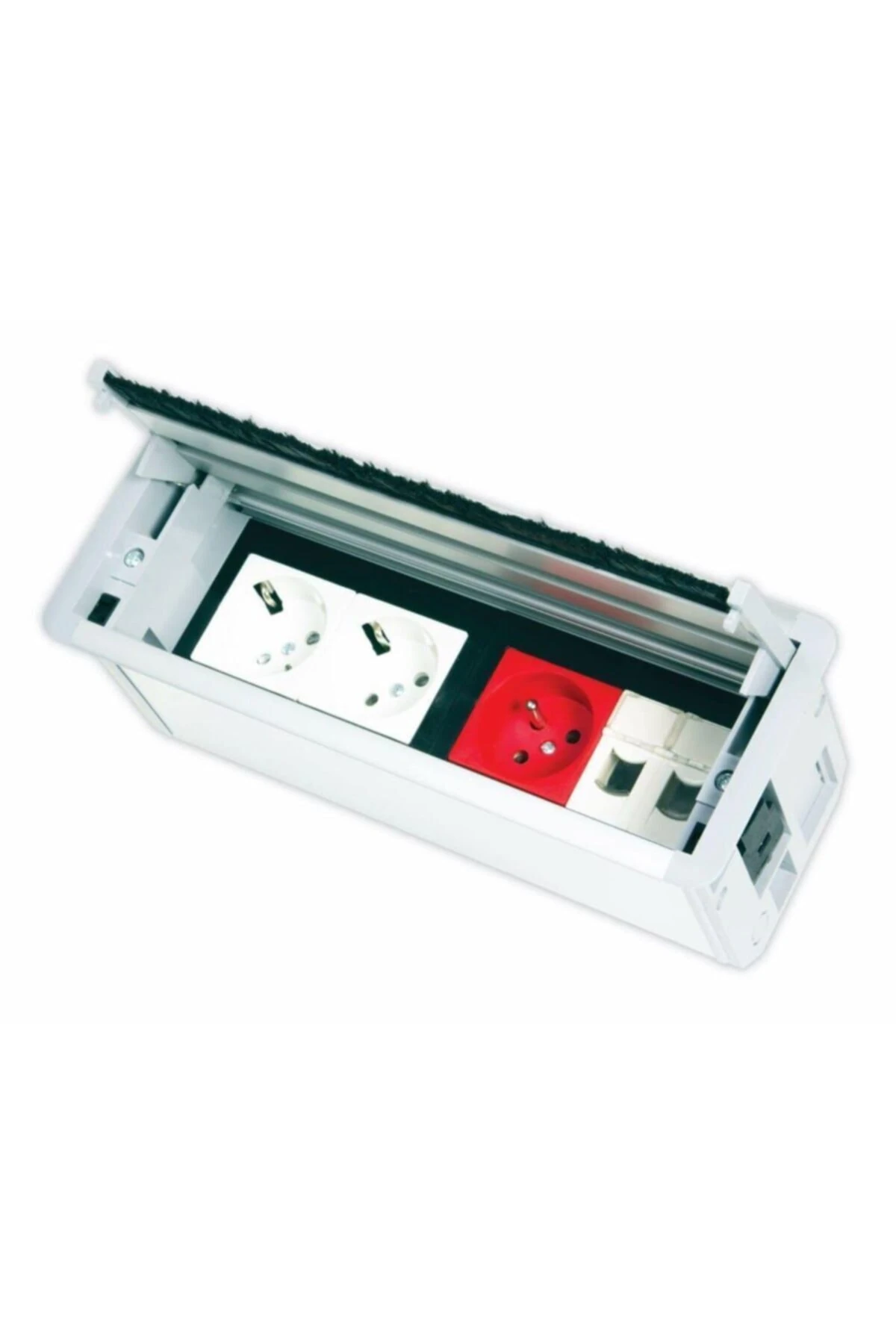 Marka (BOŞ KUTU FİYATIDIR )Alüminyum 12 Modül Kapaklı Masa Üstü Priz Kutusu