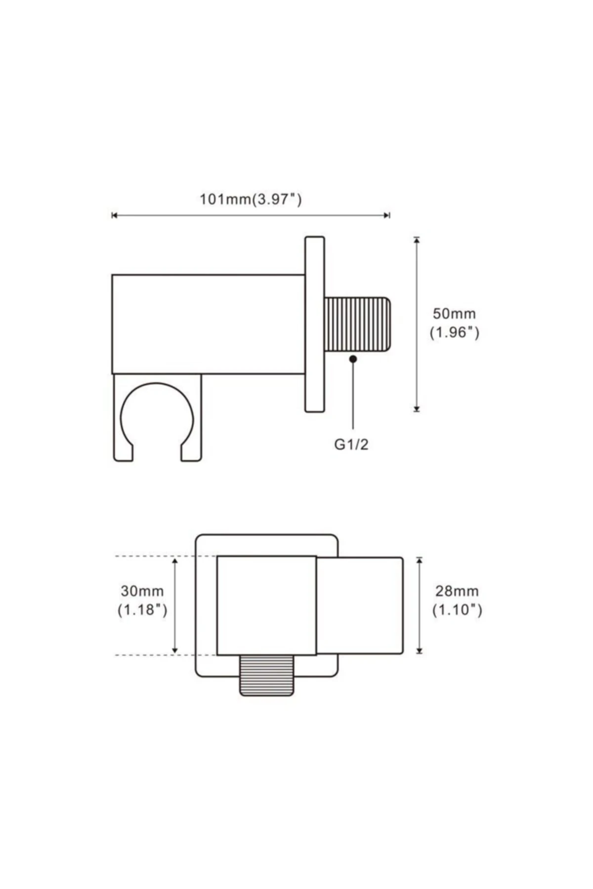 Ankastre Askılı Duş Çıkış Dirseği Kare2 Siyah Kdc106-b