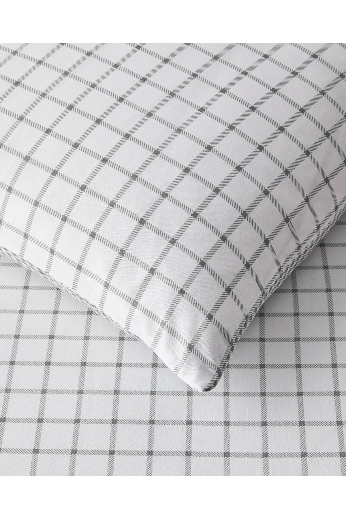 Simple Checks Kolay Ütülenir Tek Kişilik Nevresim Takımı 160x220 cm Gri