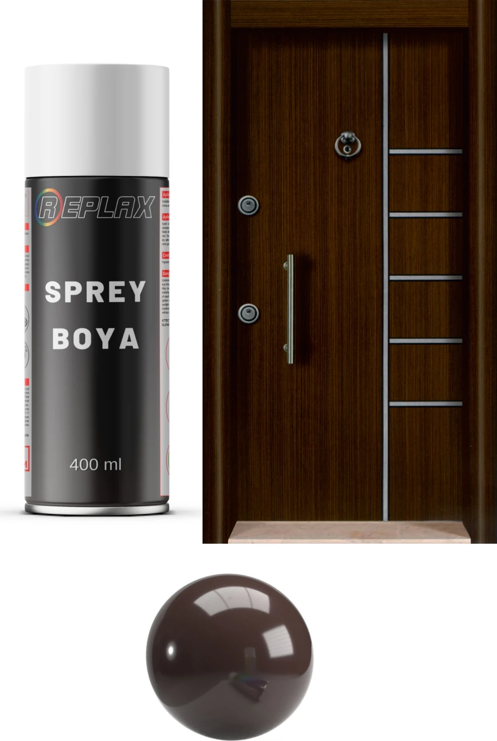 Kahverengi Çelik Kapı Sprey Boyası 400 ml Yüksek Kapatıcılık ve Kolay Uygulama