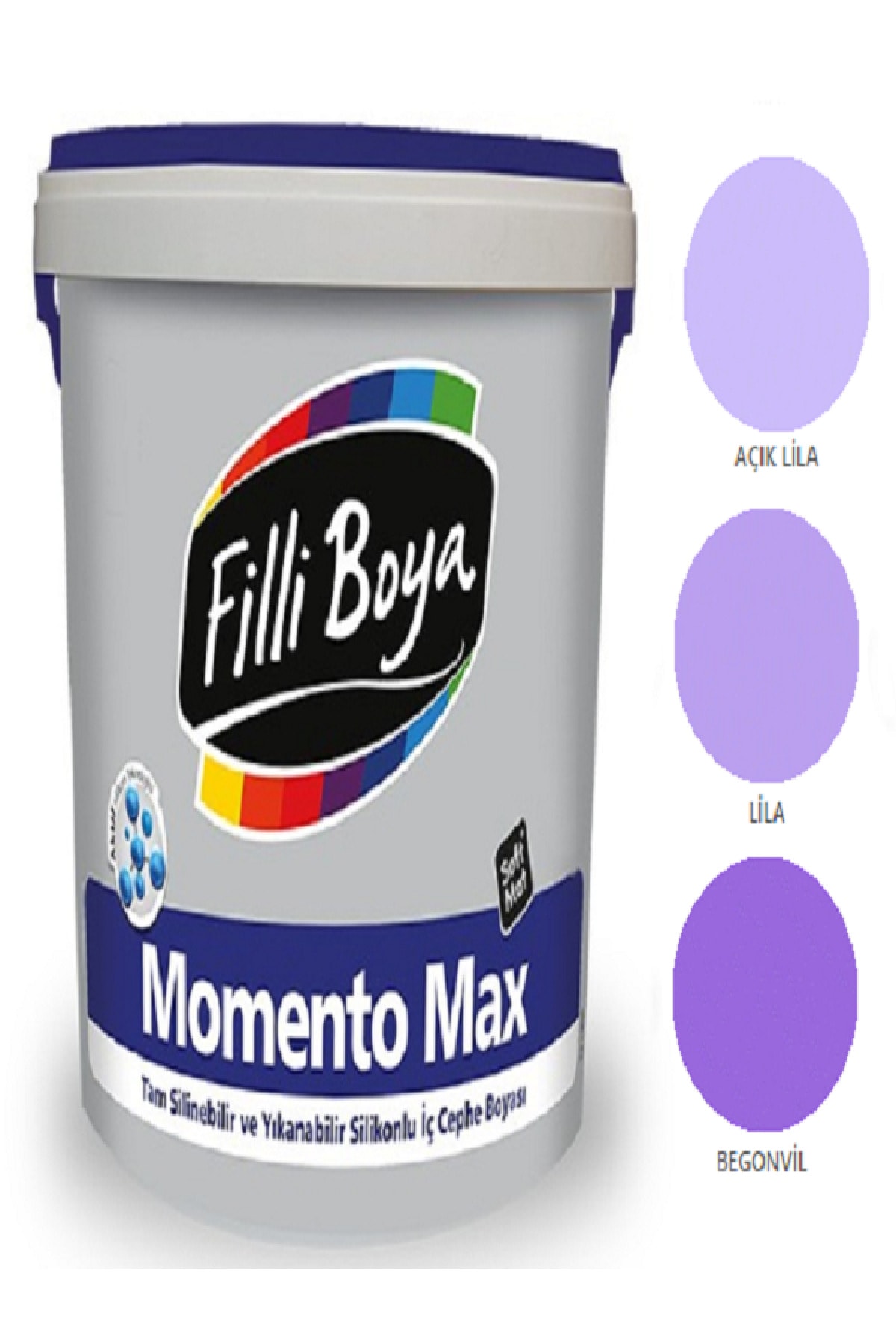 Momento Max Tam Silinebilir Yıkanabilir Silikonlu Mat Boya 15lt (açık Lila)