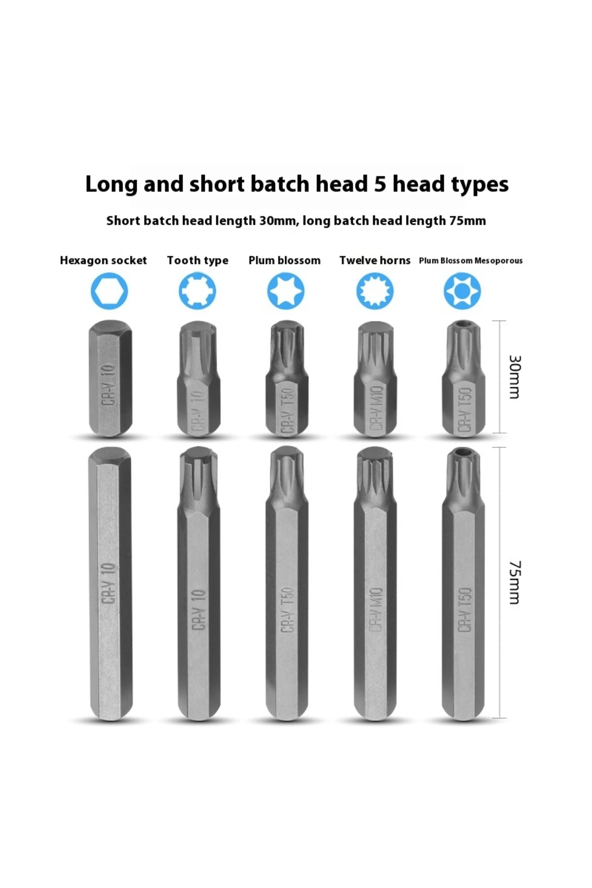 75 Parça Torx Allen Ribe M Tipi 30mm Ve 75mm Bits Uç Seti