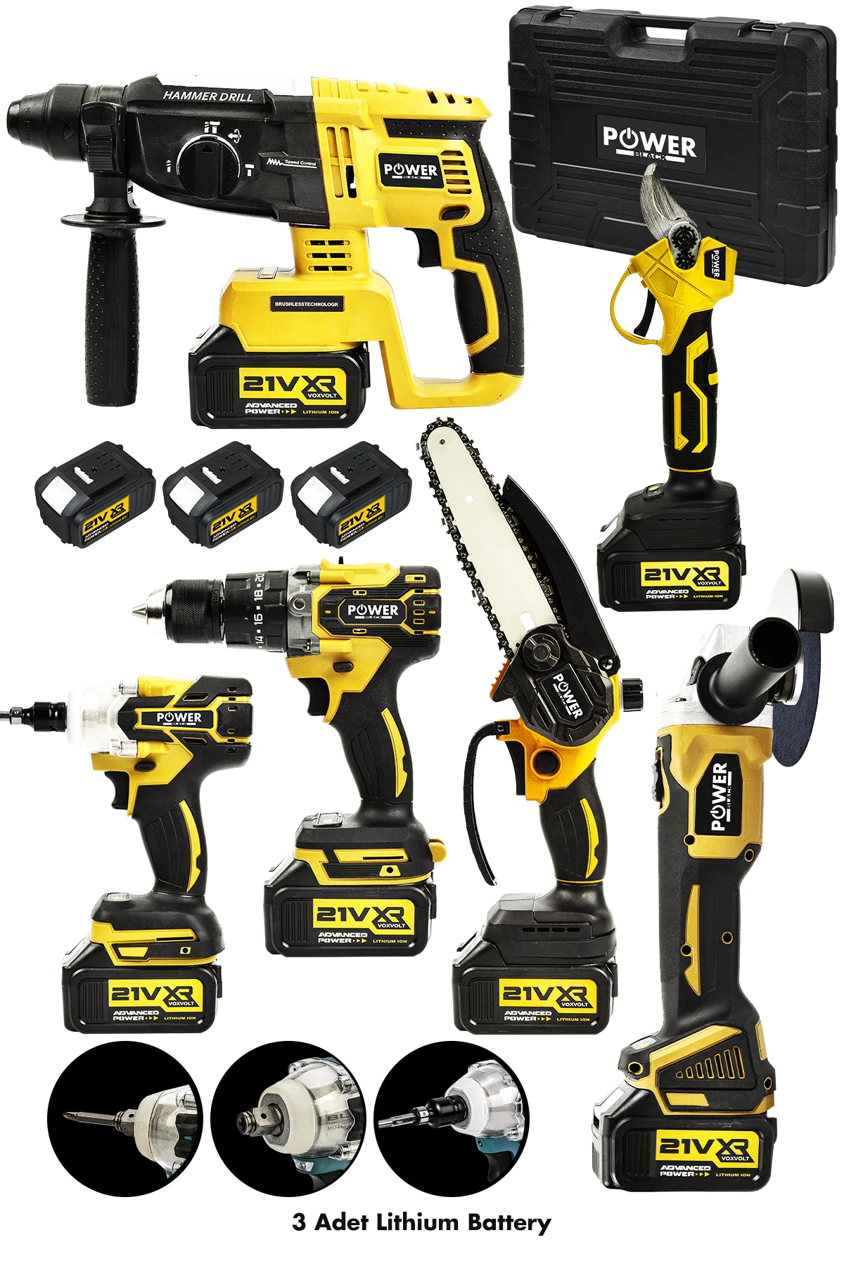 Profesyonl 6 Lı Set Şarjlı Hilti Şarjlı Taşlama Şarjlı Darbeli Matkap Dal Budama Makası Ve Testeresi