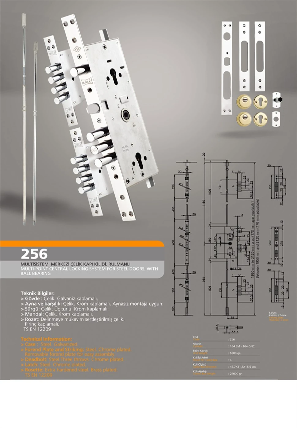 Kale 256 G Multi Sistem Çelik Kapı Kilidi