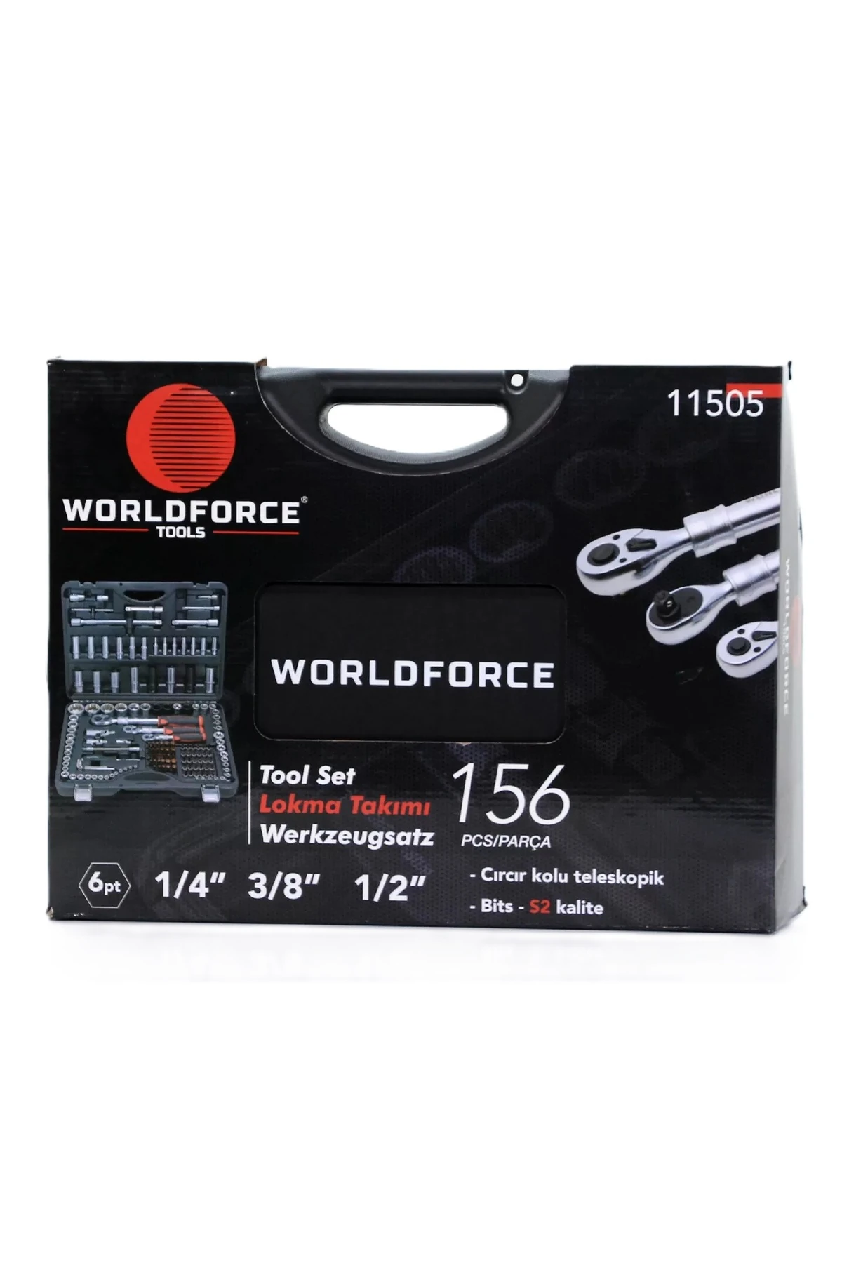 S-ULTRA 11505 156 Parça Profesyonel Lokma Takımı1/4",3/8",1/2"