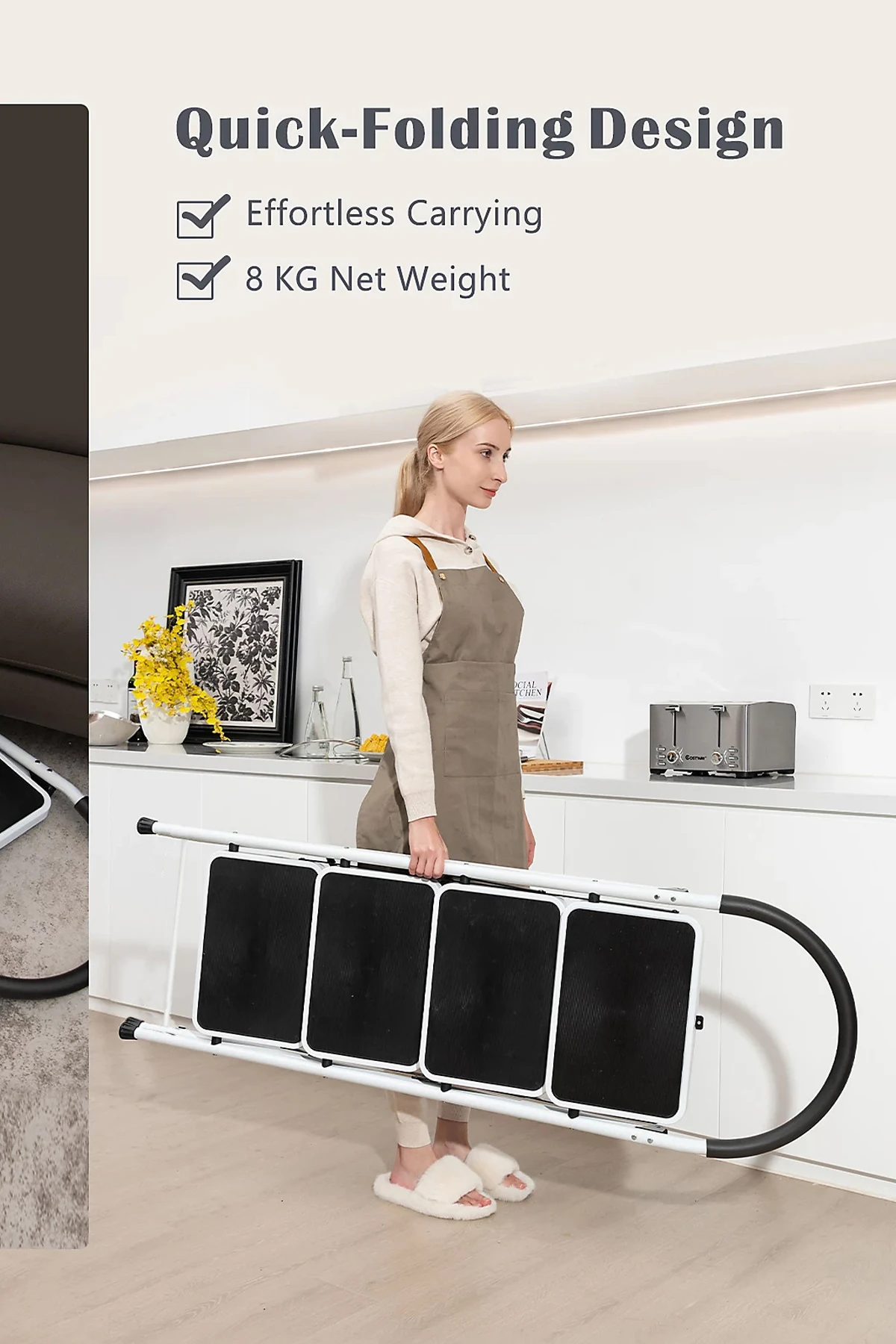 Merdiven Geniş 4 Basamaklı Kaymaz Katlanır Kilitli A Tipi Cg015