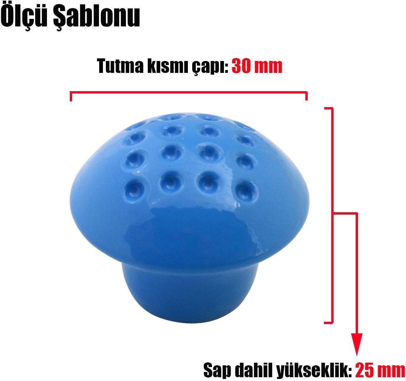 Noktalı Mantar Düğme Mobilya Çekmece Çocuk Odası Dolap Dolabı Kapak Kulbu Kulpu Kulpları Mavi 10 Adet