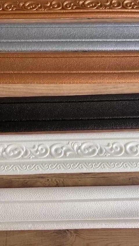 Motifli Kahverengi Esnek 8cm-230cm X 4 Adet Yapışkanlı Duvar Çıta Çerçeve Süpürgelik