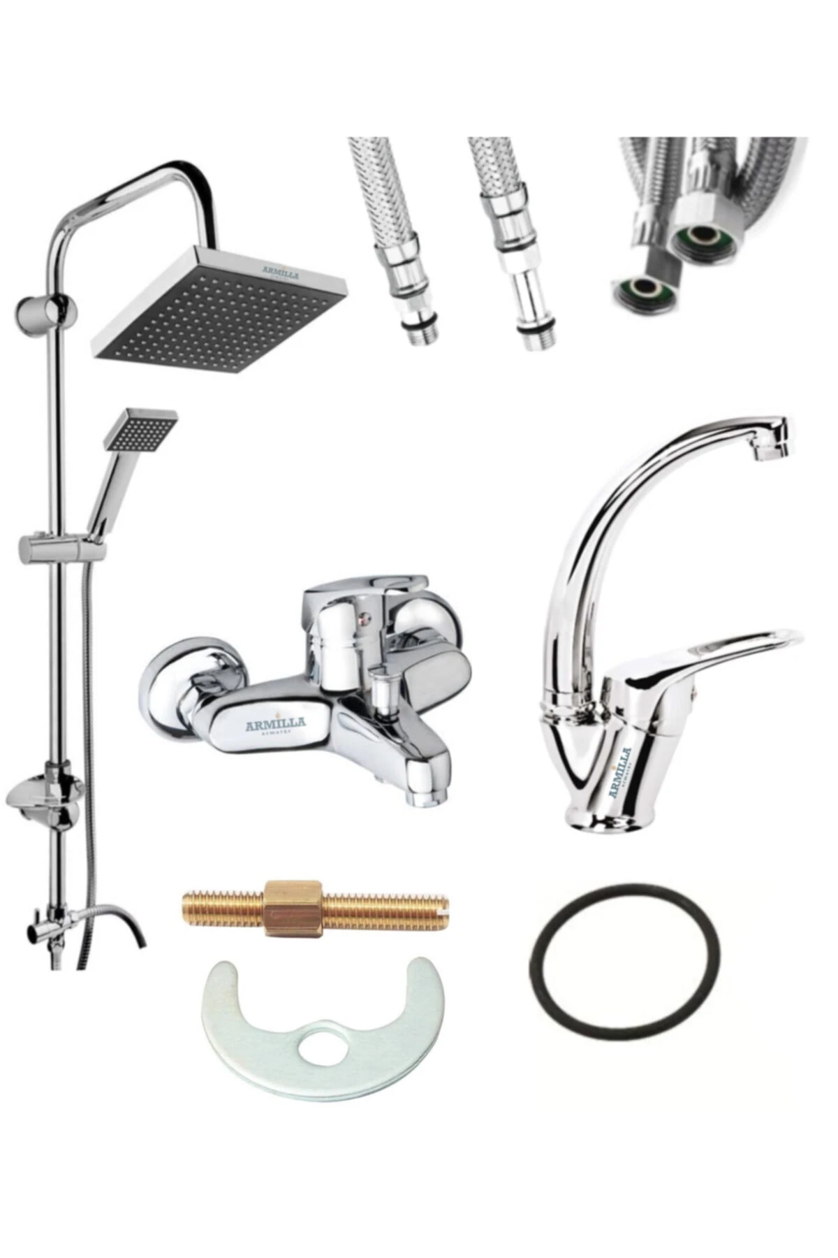 Armilla 3’lü Set Yağmurlama Tepe Robotduş Seti - Banyo - Banyo Lavabo Musluğu Çeşmesi Bataryası
